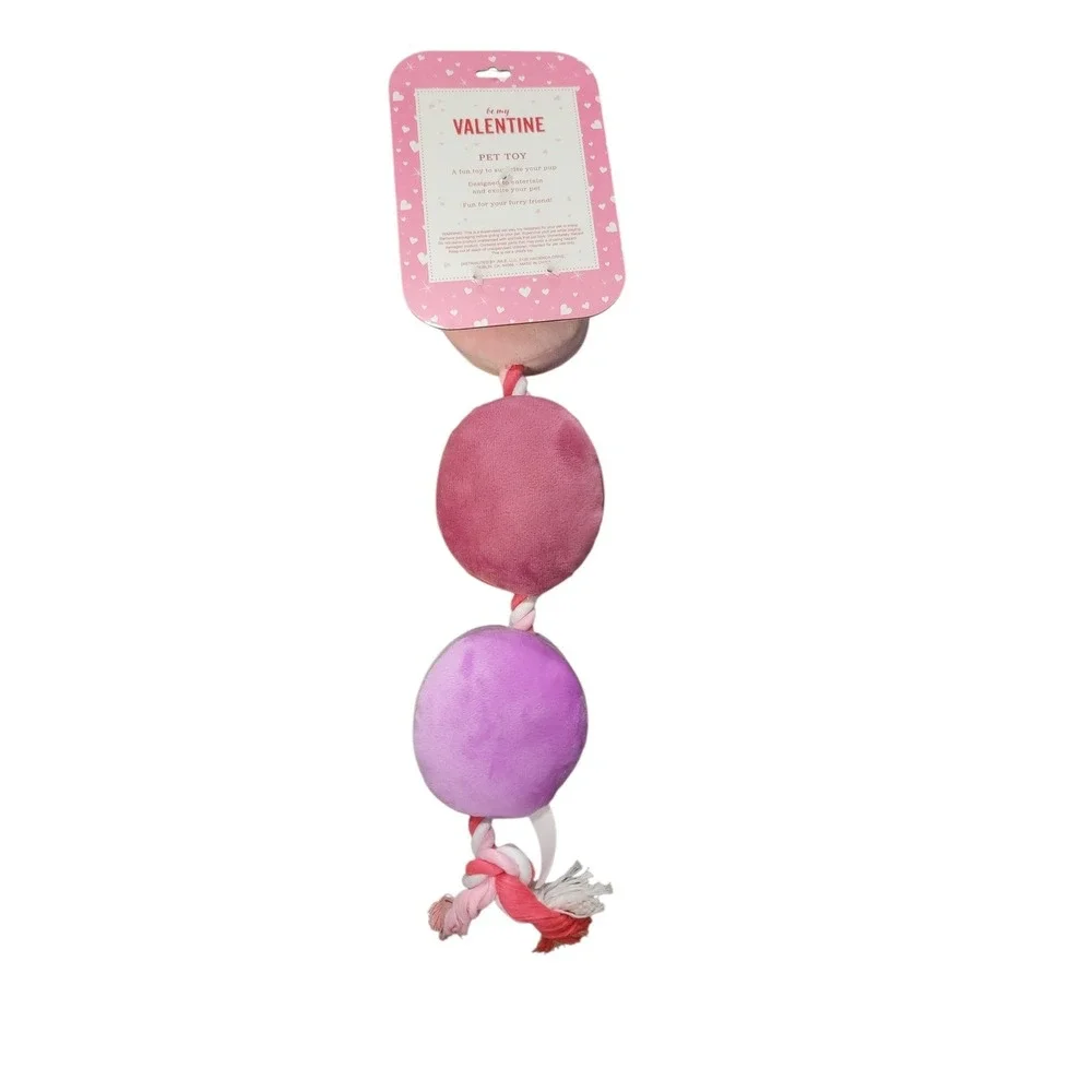 Valentine Pet Toy Squeaky Plush Balls Rope‎ Dog Macaroon Tug Rope